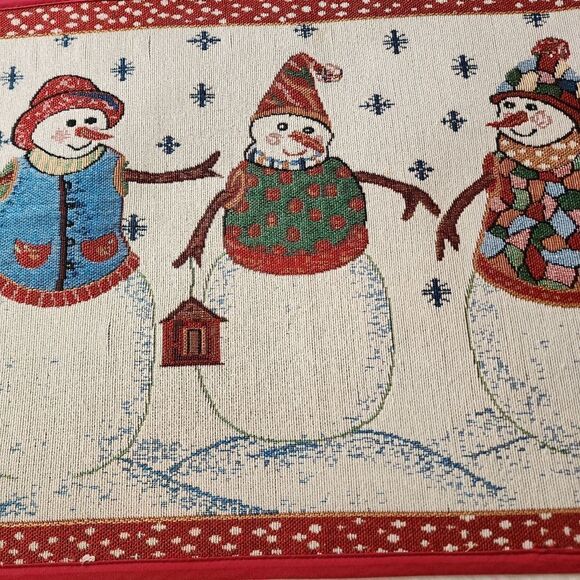 Holiday Tapestry Non Skid Floormats with Christmas Snowmen - Picture 2 of 5